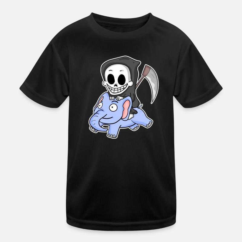 Grim Reaper Elephant Kids Functional T-Shirt