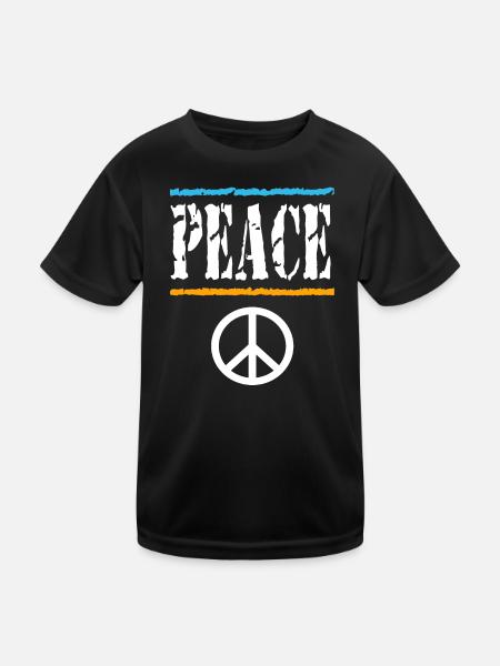 Retro Peace Vibes T-Shirt - Kinder Funktions-T-Shirt - Schwarz - Vorne