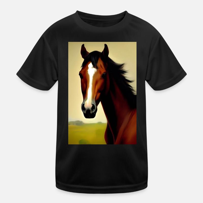 Pferdekopf Öl Malerei Kinder Funktions-T-Shirt
