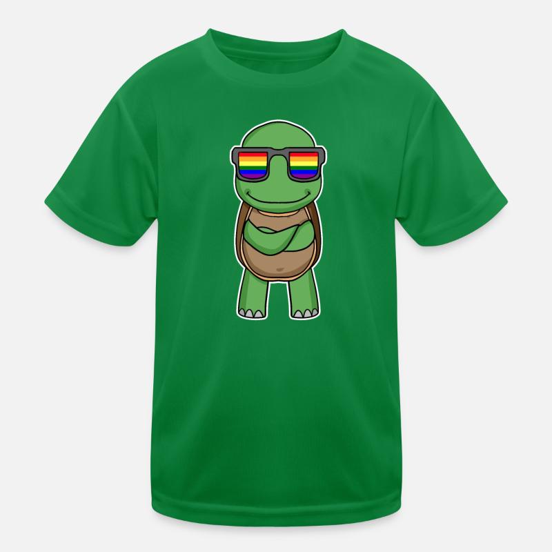 Regenbogen - Schildkröte mit Brille Kinder Funktions-T-Shirt
