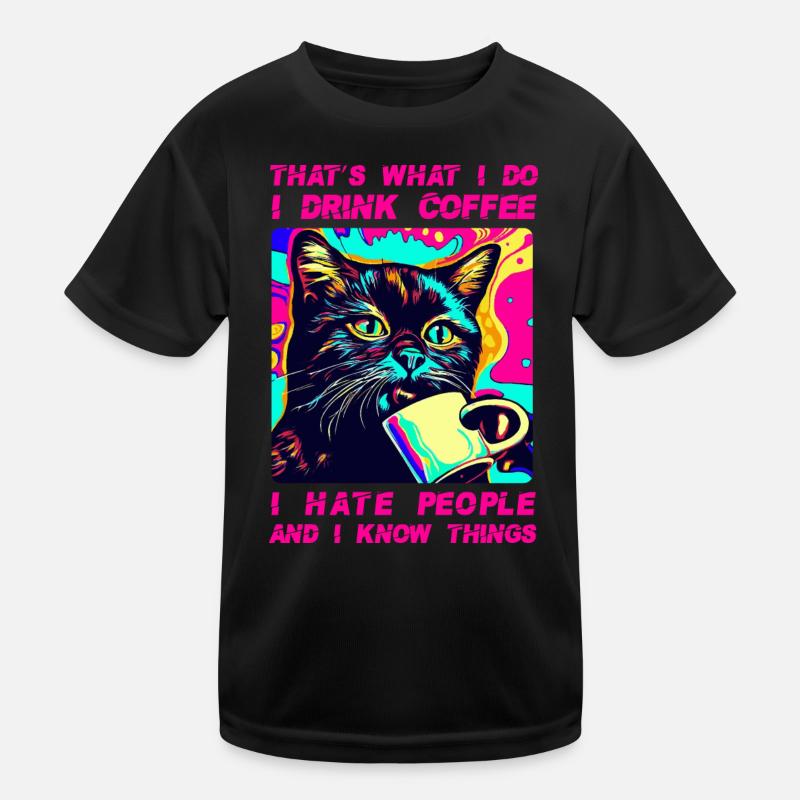 Gemütlicher Katzenkaffee Kinder Funktions-T-Shirt