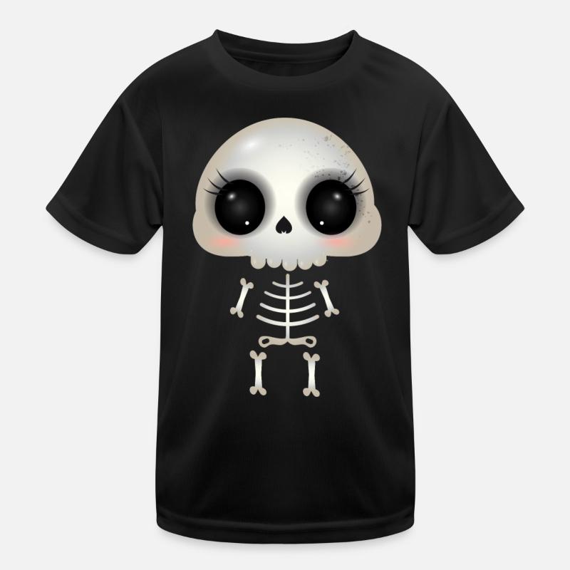 cute skull with dark eye sockets and eyelashes Kids Functional T-Shirt