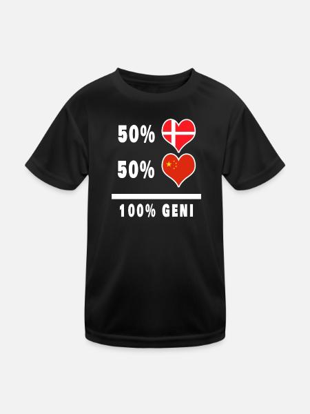 China and Denmark 100% genius flag - Kids Functional T-Shirt - black - Front
