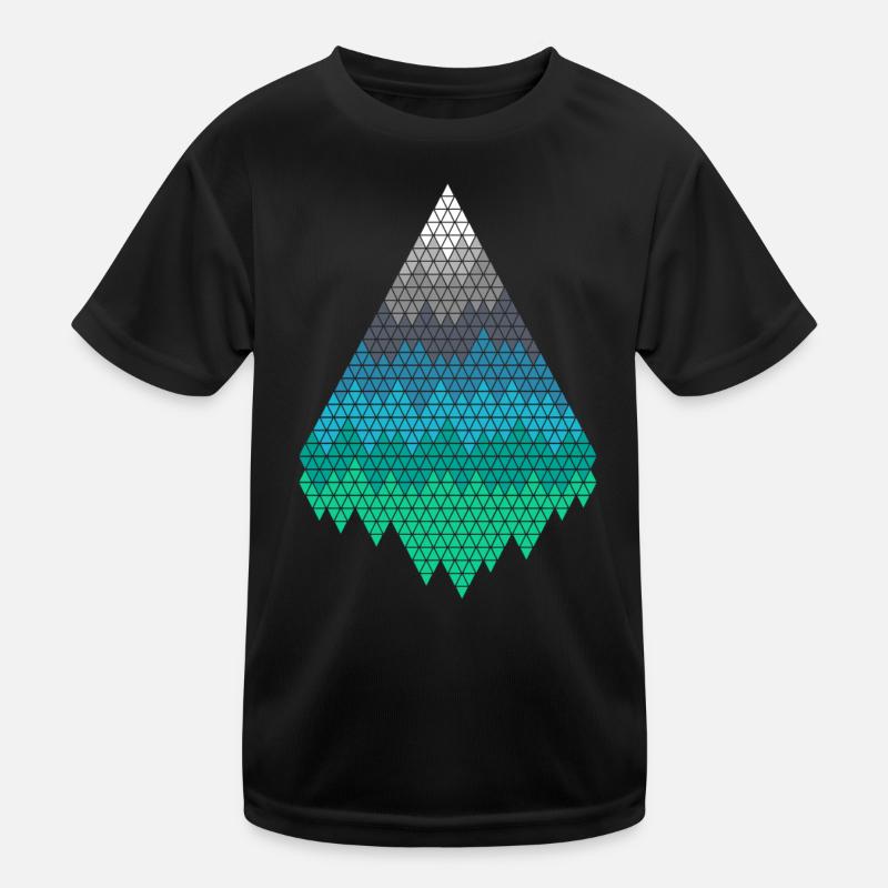 Pixel Berge - Kinder Funktions-T-Shirt - Schwarz