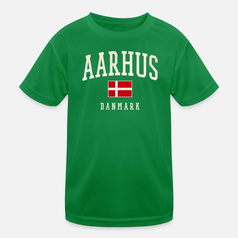 Aarhus Danmark Flag Kids Functional T-Shirt