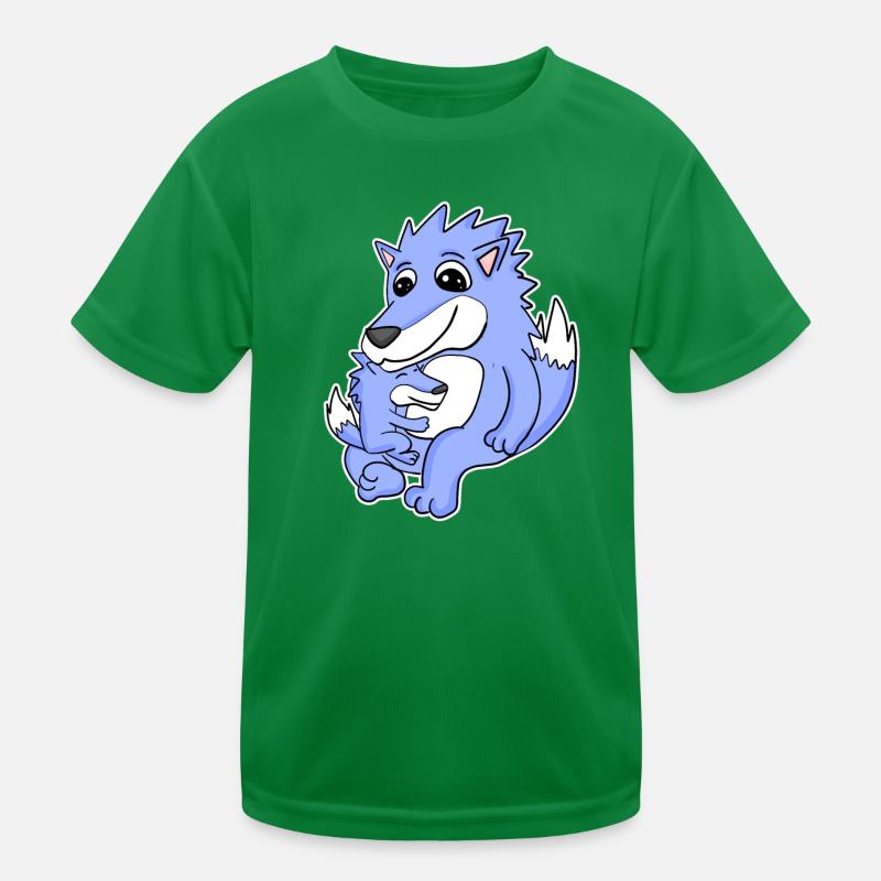Wolf Familie - Wolf mit Baby Kinder Funktions-T-Shirt