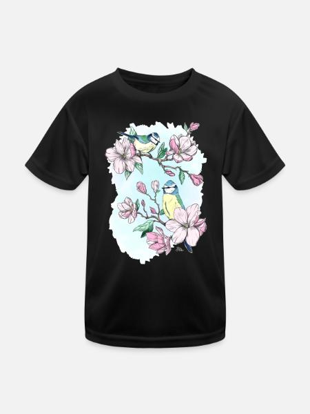 Blue and magnolias - Kids Functional T-Shirt - black - Front