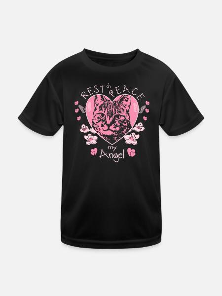 Cat Angel - Kids Functional T-Shirt - black - Front