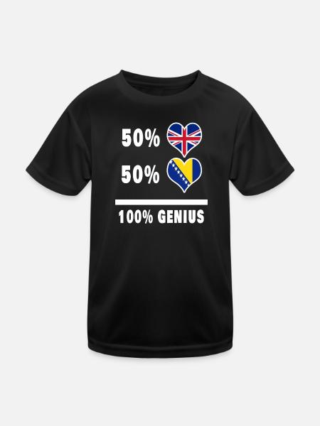 Bosnien und Großbritannien 100% Genius Flagge - Kinder Funktions-T-Shirt - Schwarz