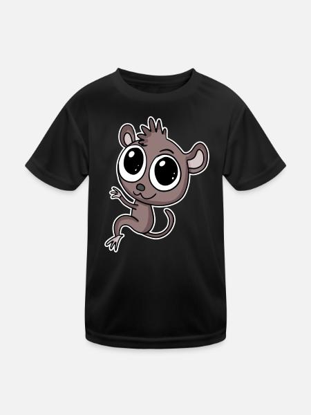 Koboldmaki Koboldmakis Primat - Kinder Funktions-T-Shirt - Schwarz - Vorne