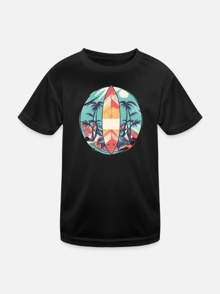 Surfboard - Kids Functional T-Shirt - black - Front