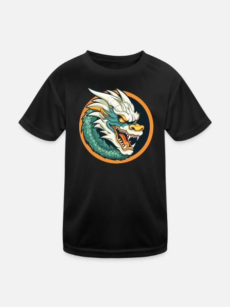 Dragon Crest: Ember Dragon Emblem - Kids Functional T-Shirt - black