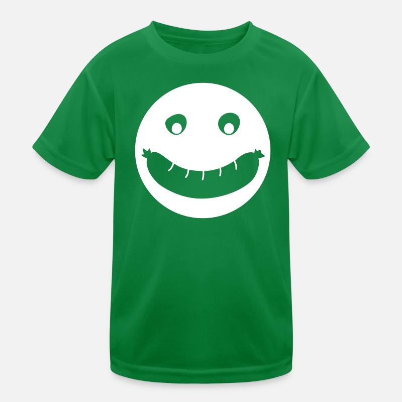 Grillen Monster Bratwurst Fan Camping Smiley Hobby Kinder Funktions-T-Shirt