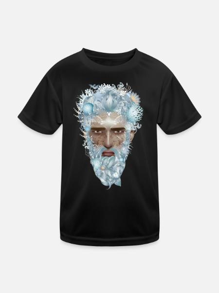 geheimnisvolles Porträt eines Wassermanns - Kinder Funktions-T-Shirt - Schwarz - Vorne