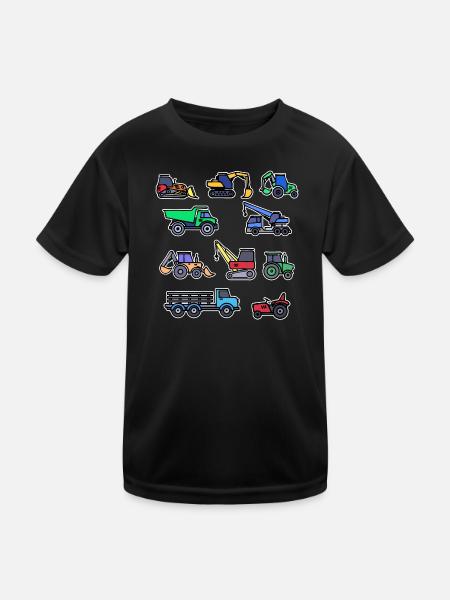 Traktor Biobauer Landmaschinen Fahrzeug Bauernhof - Kinder Funktions-T-Shirt - Schwarz - Vorne