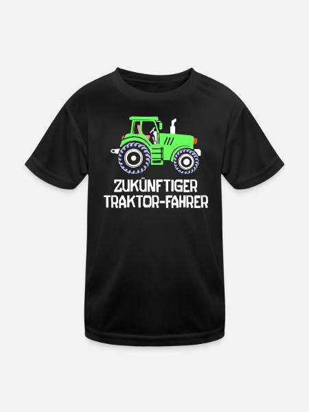 Landleben Fahrzeug Landwirt Traktor Statement - Kinder Funktions-T-Shirt - Schwarz - Vorne