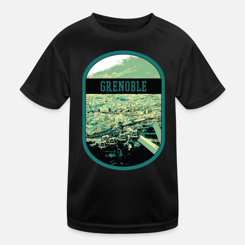 Panorama Grenoble: Einzelsicht-Seilbahn Kinder Funktions-T-Shirt