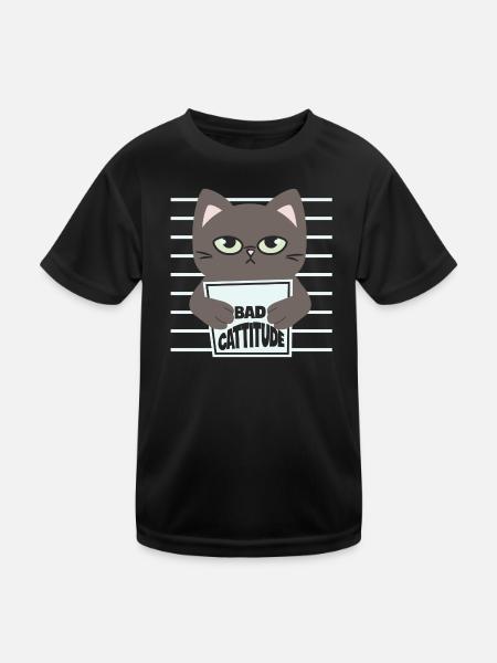 katze, niedliche katze, süße katze, katze - Kinder Funktions-T-Shirt - Schwarz - Vorne