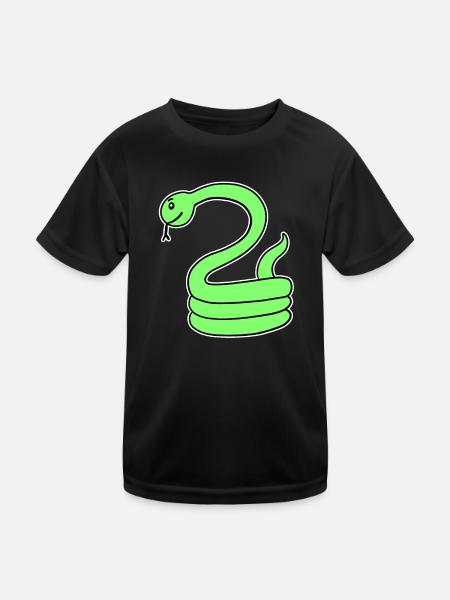Schlange - Grüne Schlange - Kinder Funktions-T-Shirt - Schwarz - Vorne