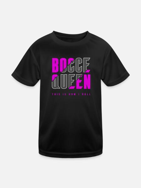 Bocce Königin - Kinder Funktions-T-Shirt - Schwarz - Vorne