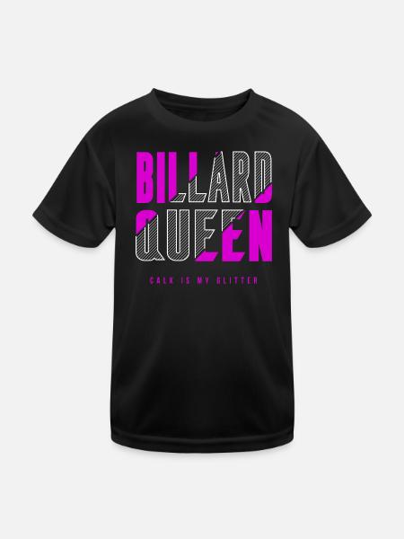 Billard Königin - Kinder Funktions-T-Shirt - Schwarz - Vorne