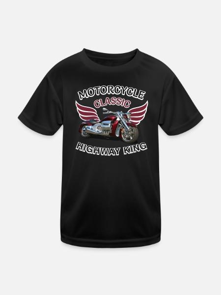 Klassischer Biker Vintage Retro Motorrad Speed Demon - Kinder Funktions-T-Shirt - Schwarz - Vorne