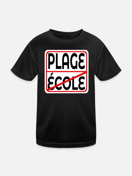 Début des vacances École PLAGE - T-shirt sport Enfant - noir - Devant