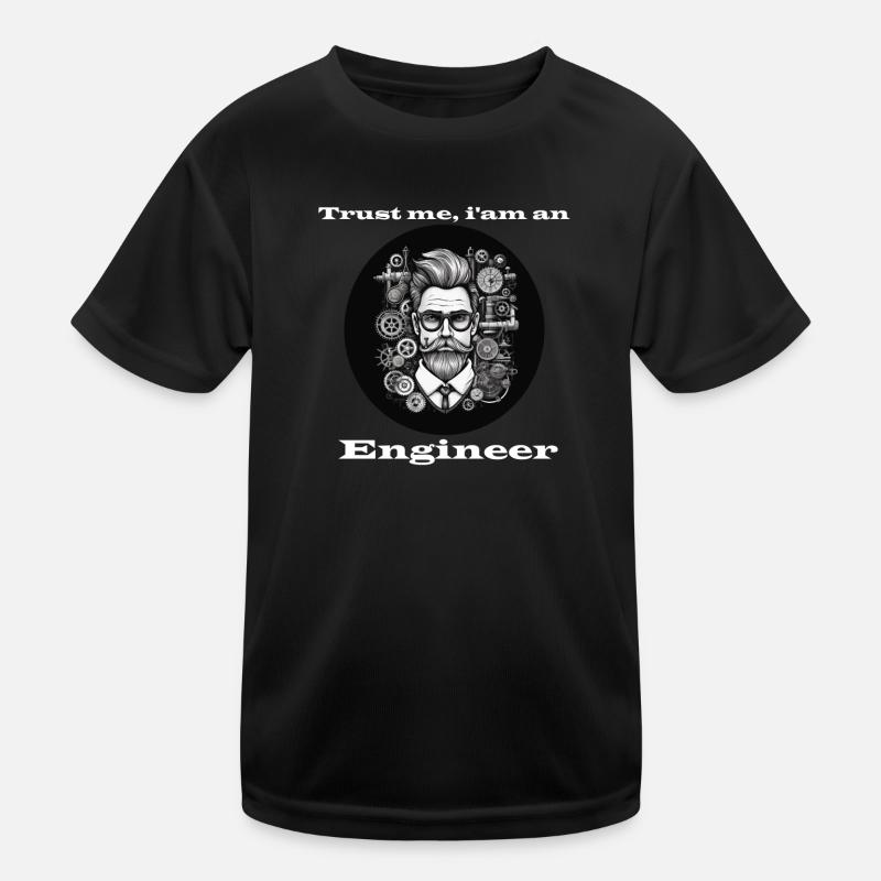 Trust me Engineer weiß - Kinder Funktions-T-Shirt - Schwarz