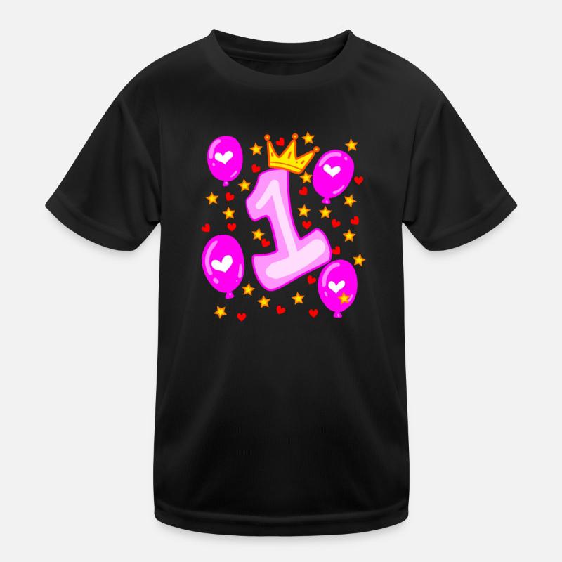 1. Geburtstag Mädchen Luftballons Krone Sterne Kinder Funktions-T-Shirt