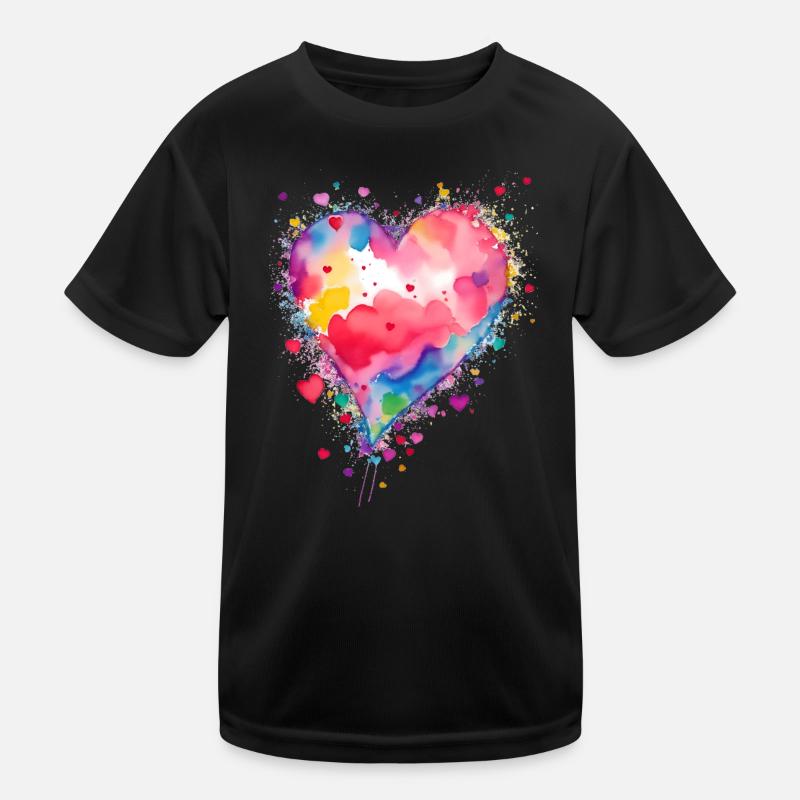 Herz - Kinder Funktions-T-Shirt - Schwarz