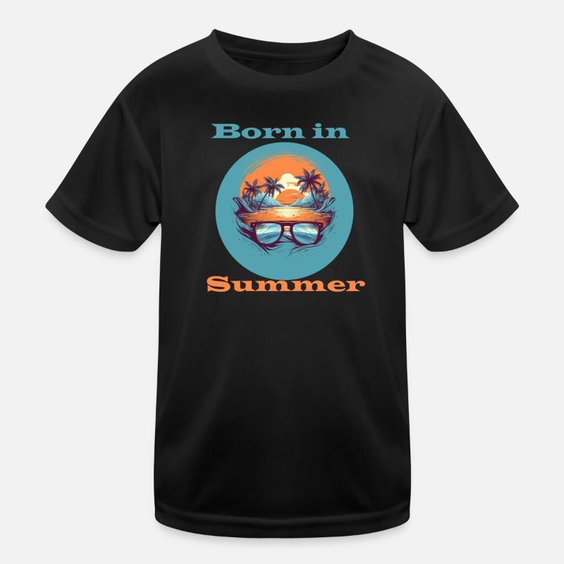 Born in Summer - Kids Functional T-Shirt - black