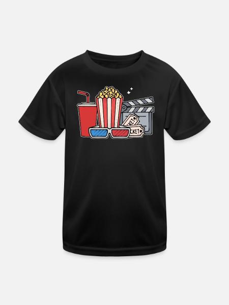 Popcorn Cineast Statement Movies Movie Night Movies - Kids Functional T-Shirt - black - Front