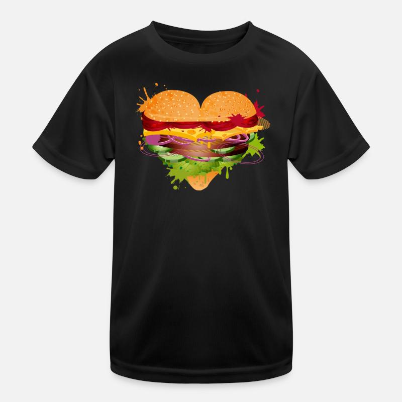 gefülltes Burger Brötchen in Herz Form Graffiti Kinder Funktions-T-Shirt