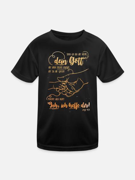 Jesaja Bibelvers Ich helfe dir - Kinder Funktions-T-Shirt - Schwarz