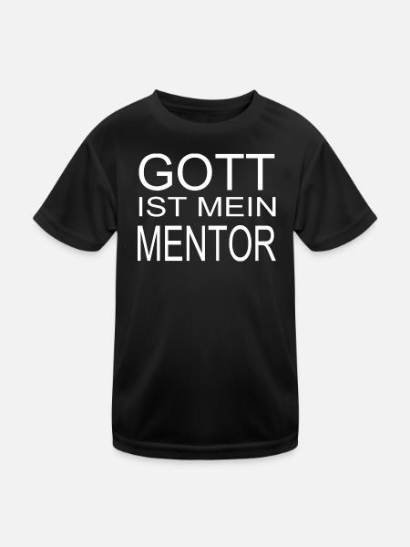 Gott ist mein Mentor - Kinder Funktions-T-Shirt - Schwarz - Vorne