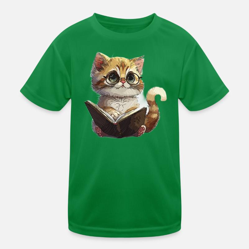 Lesekätzchen mit Brille Katze Lesekatze Kinder Funktions-T-Shirt