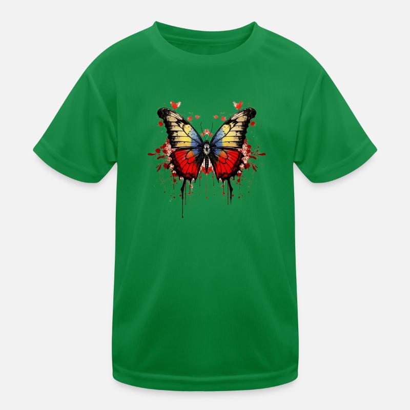 Farbenfroher Schmetterling mit Blut-Splatter-Desig Kinder Funktions-T-Shirt