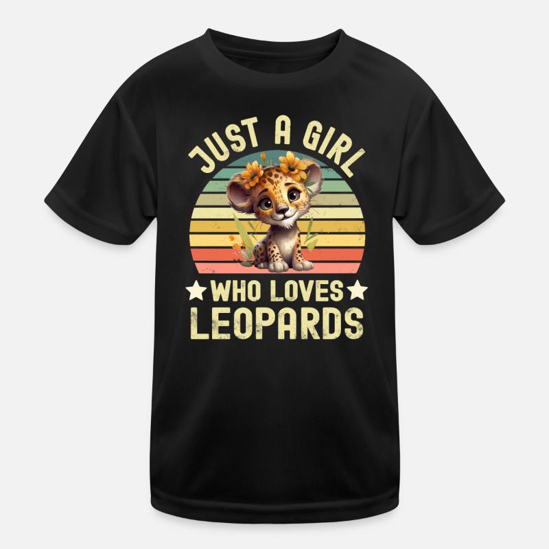 Leopard - Kinder Funktions-T-Shirt - Schwarz