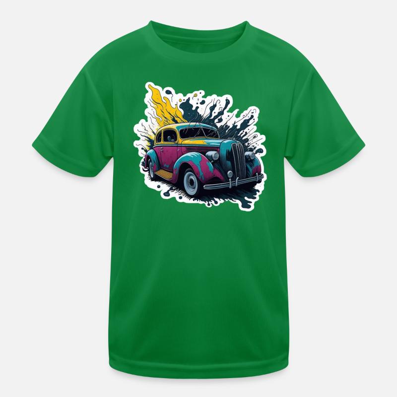 Farbiger Oldtimer Spritzer Kinder Funktions-T-Shirt