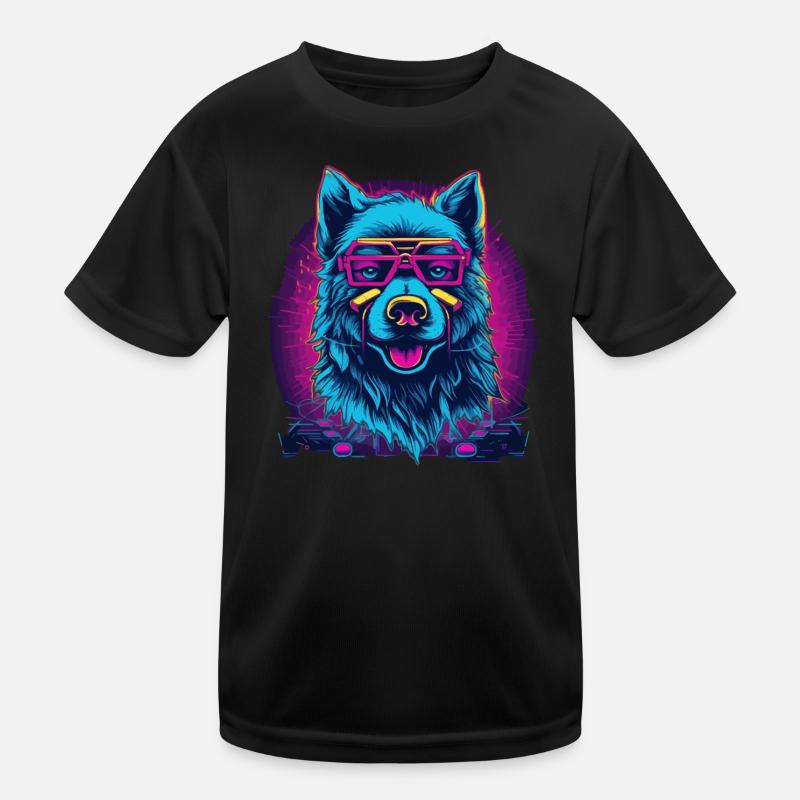 Neon Wolf Retro Spectacled Wolf Kids Functional T-Shirt