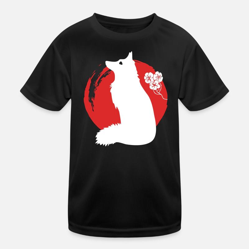 Fox Silhouette Japanese - Kids Functional T-Shirt - black