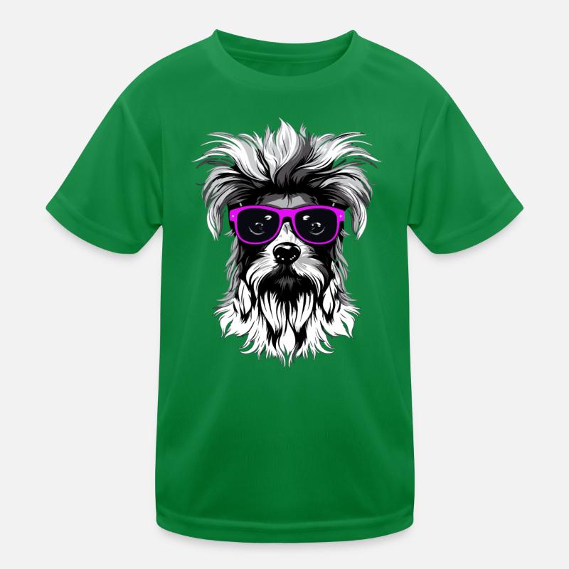 Hund mit Brille Kinder Funktions-T-Shirt