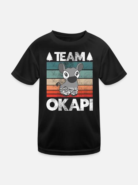 Okapi das Juwel des Dschungels - Kinder Funktions-T-Shirt - Schwarz - Vorne