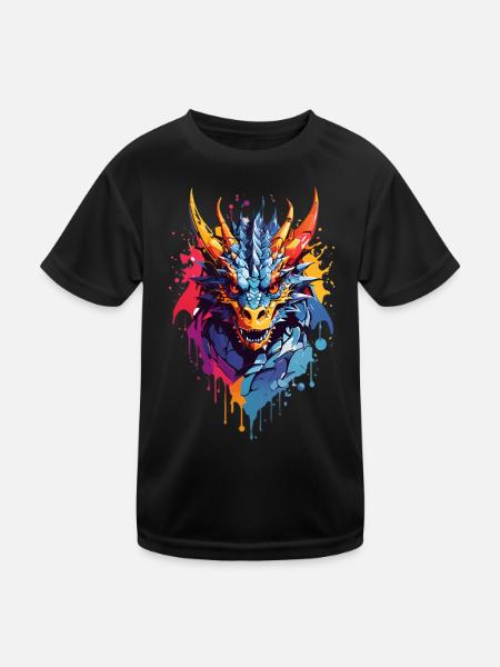 Cool Dragon - Kids Functional T-Shirt - black - Front