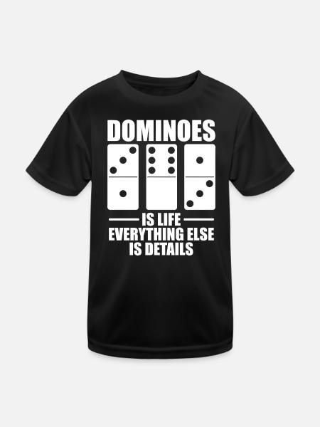 Domino Spiel Design - Kinder Funktions-T-Shirt - Schwarz - Vorne