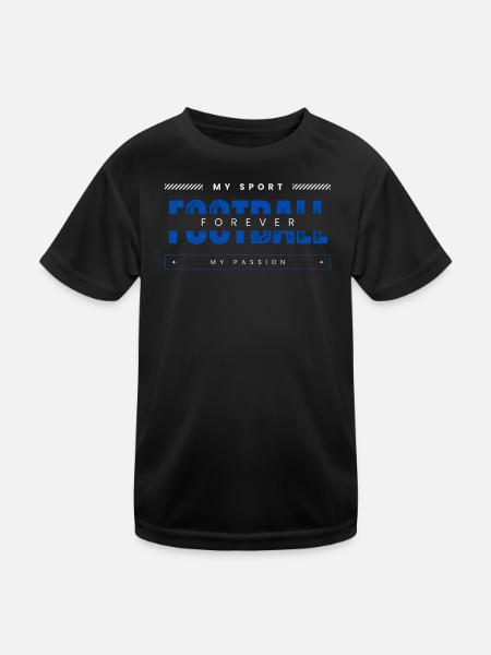 Fußball, mein Sport, meine Leidenschaft, blau - Kinder Funktions-T-Shirt - Schwarz