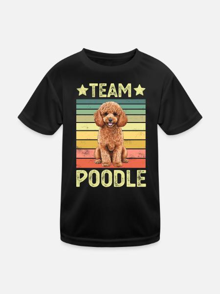Hund Pudel - Kinder Funktions-T-Shirt - Schwarz