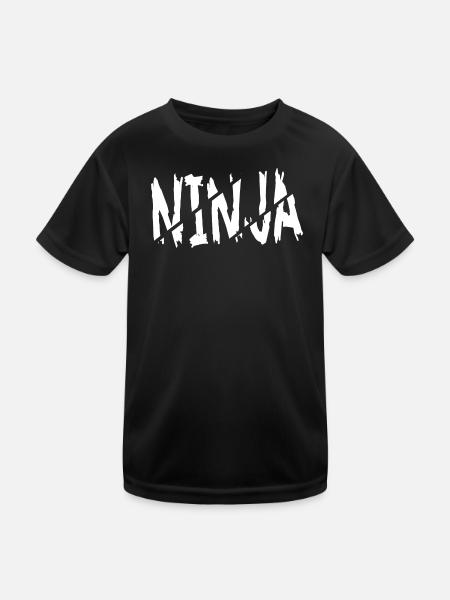 Ninja - Kinder Funktions-T-Shirt - Schwarz - Vorne