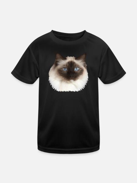 Flauschiges Kätzchen - Kinder Funktions-T-Shirt - Schwarz - Vorne
