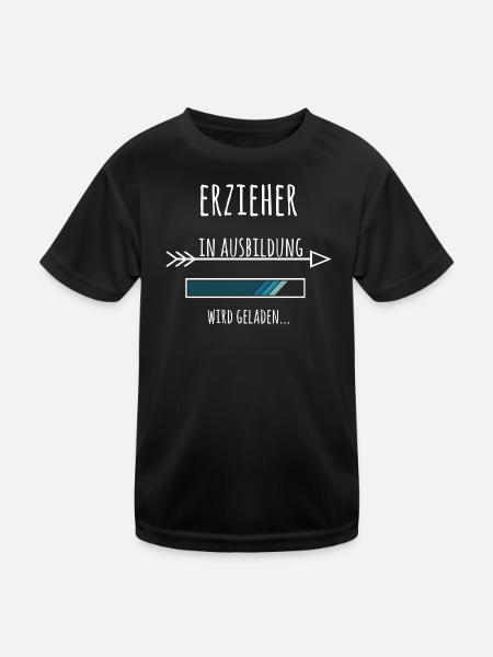 Erzieher Ausbildung Beruf Kindergarten KITA - Kinder Funktions-T-Shirt - Schwarz